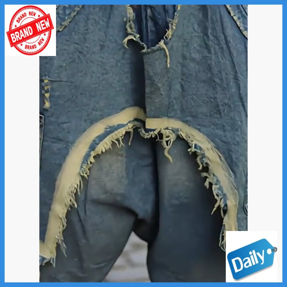 Patchwork Ripped Denim Harem Pants Elastic Waist … - image 7